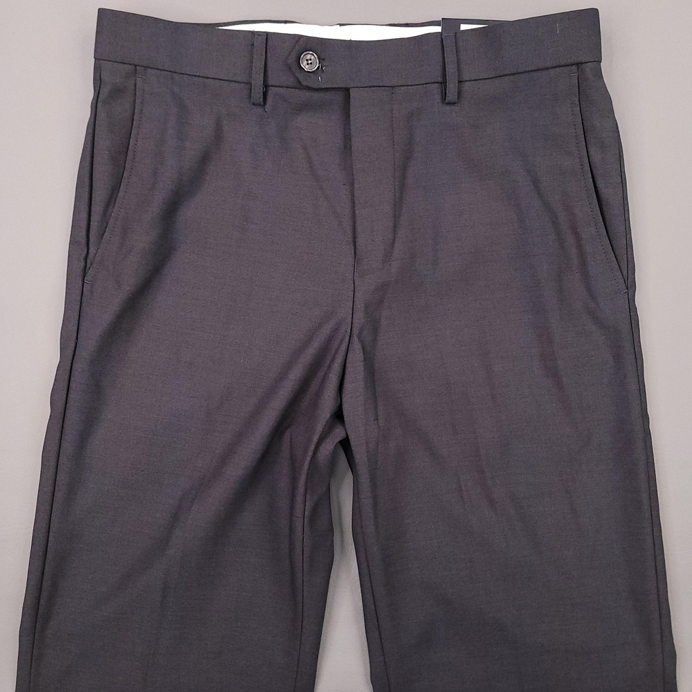 TailorByrd Pants Mens 32x30 Charcoal‎ Gray Classic Flat Front Dress Trousers New
